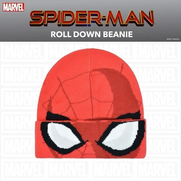 Concept One Marvel Spider Man Roll Down Cuff Beanie Knitted Hat Skull Cap NWT - Picture 2 of 7